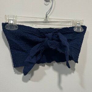 Navy Blue Strapless Top with Bow